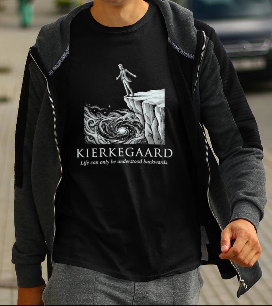 Kierkegaard Life Can Only Be Understood Backwards Cliff Edge T-Shirt