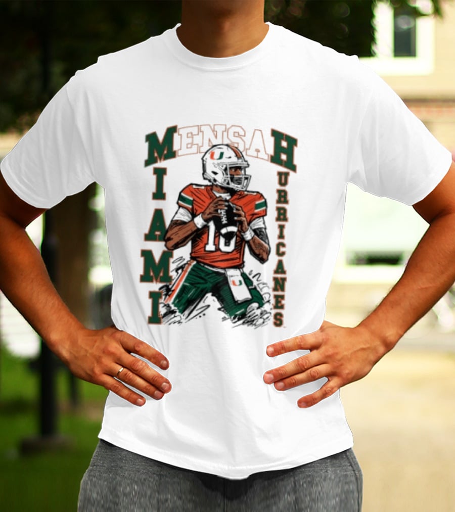 Mensah Miami Hurricanes Football Player Sketch T-Shirt