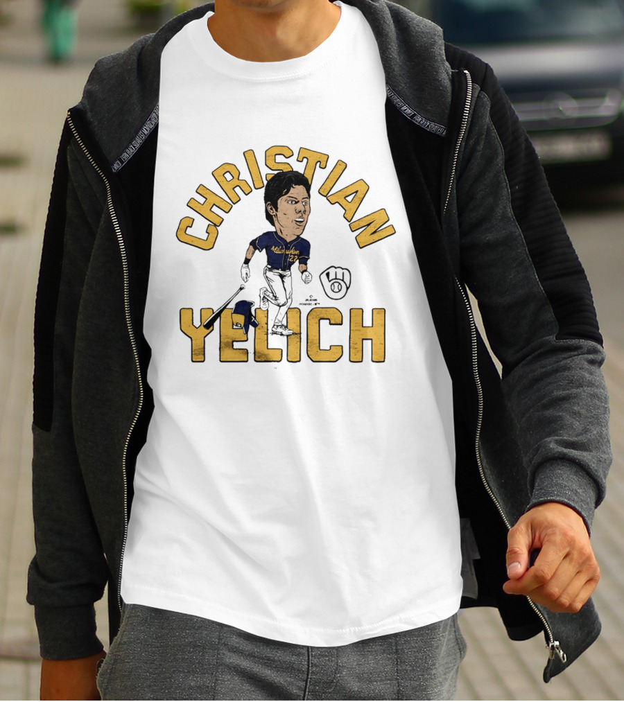 Christian Yelich Milwaukee Brewers Caricature Tri Blend T-Shirt
