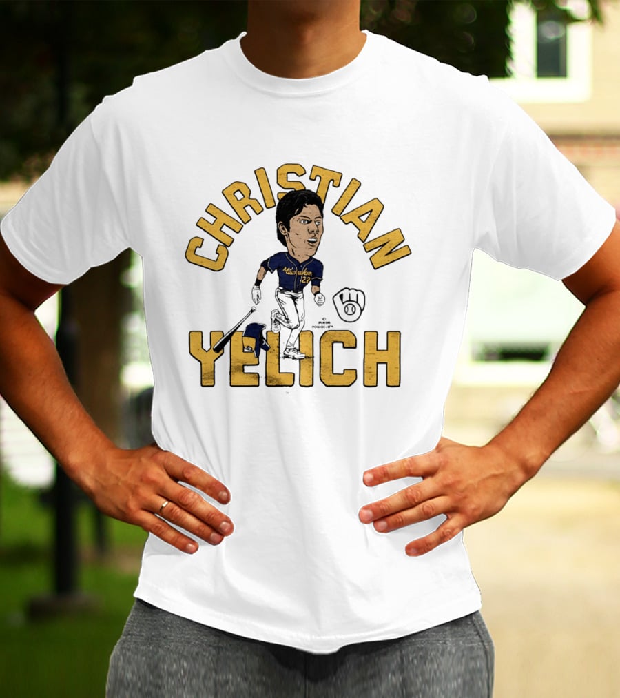 Christian Yelich Milwaukee Brewers Caricature Tri Blend T-Shirt