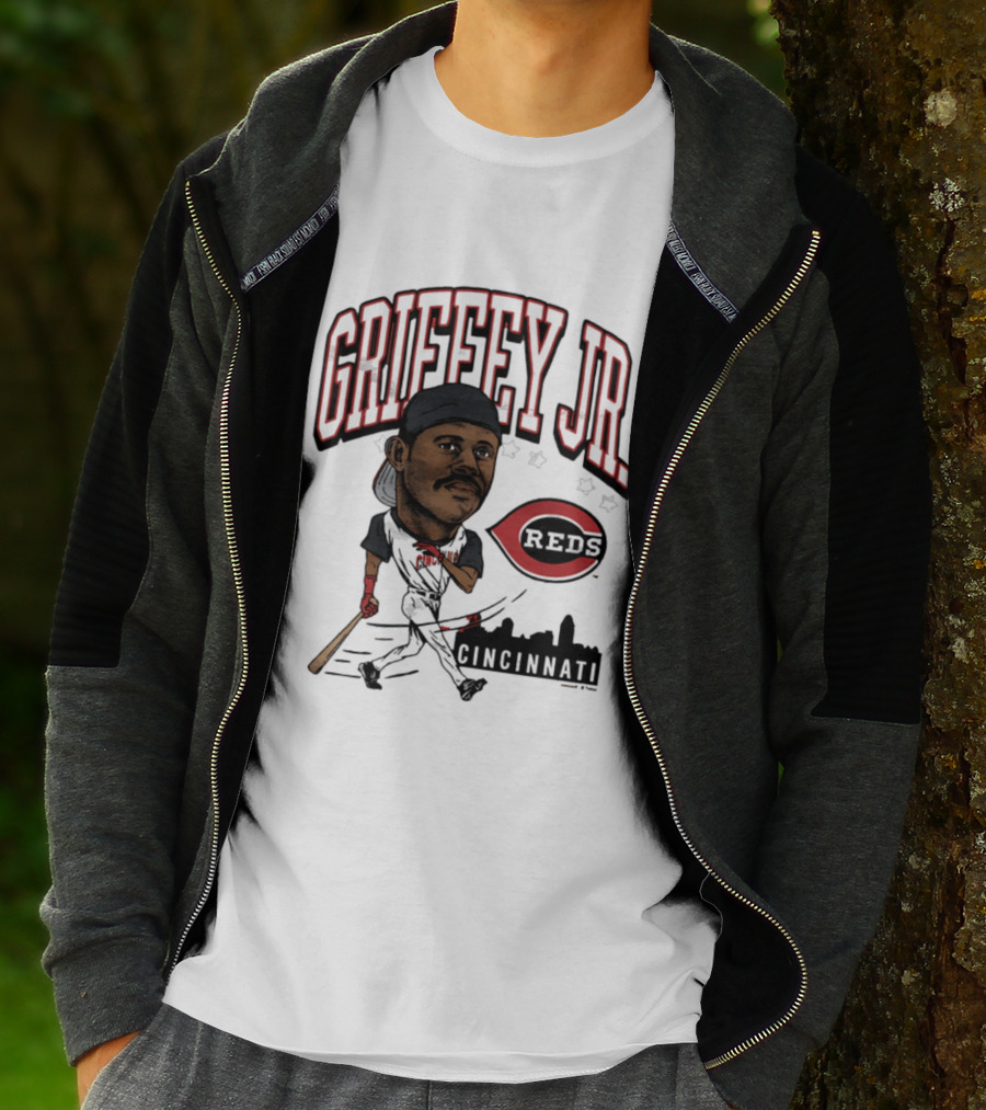 Cincinnati Reds Griffey Jr Caricature Tri Blend T-Shirt