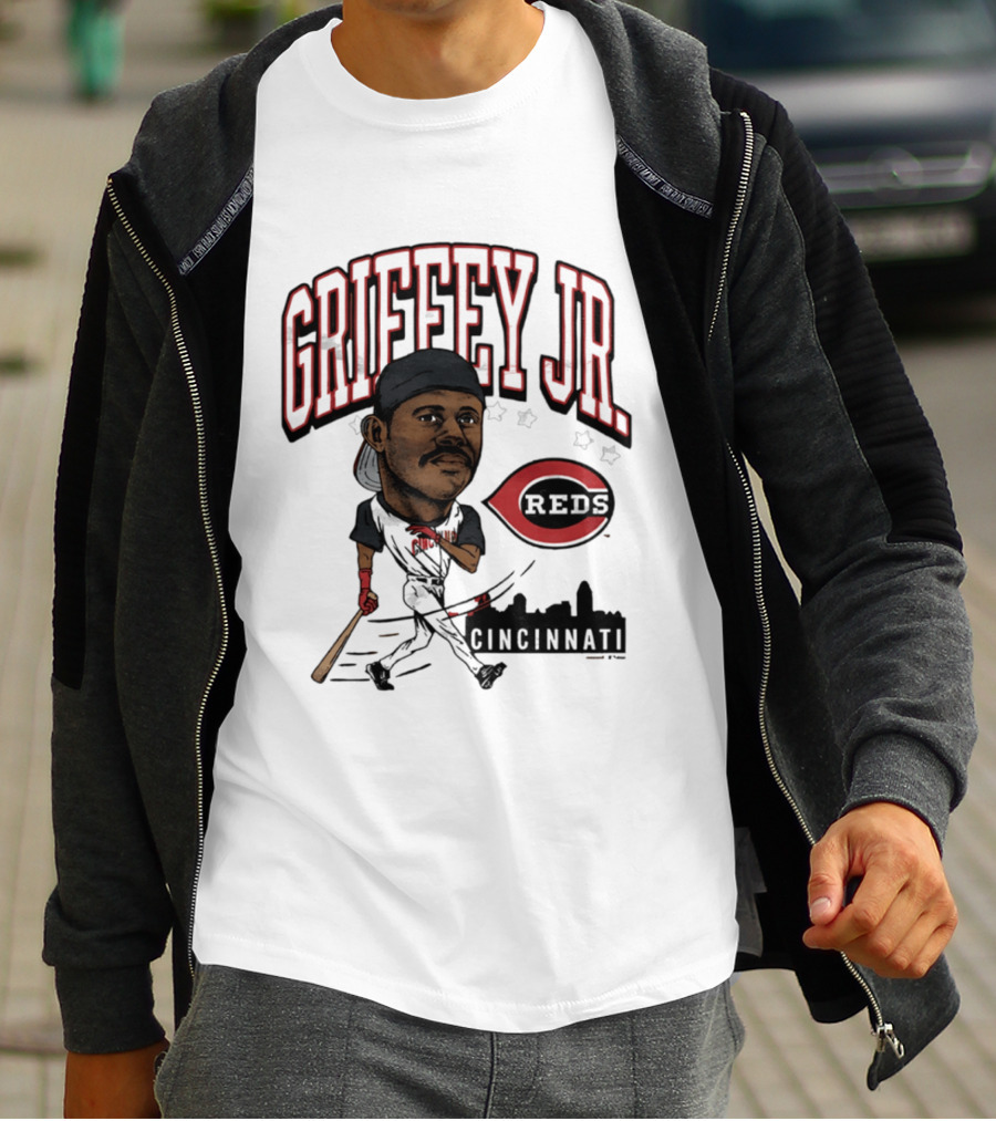 Cincinnati Reds Griffey Jr Caricature Tri Blend T-Shirt