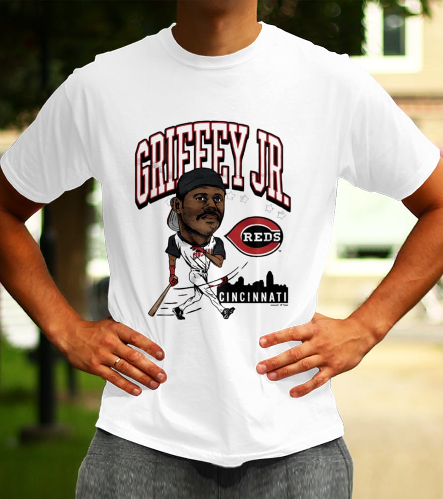 Cincinnati Reds Griffey Jr Caricature Tri Blend T-Shirt
