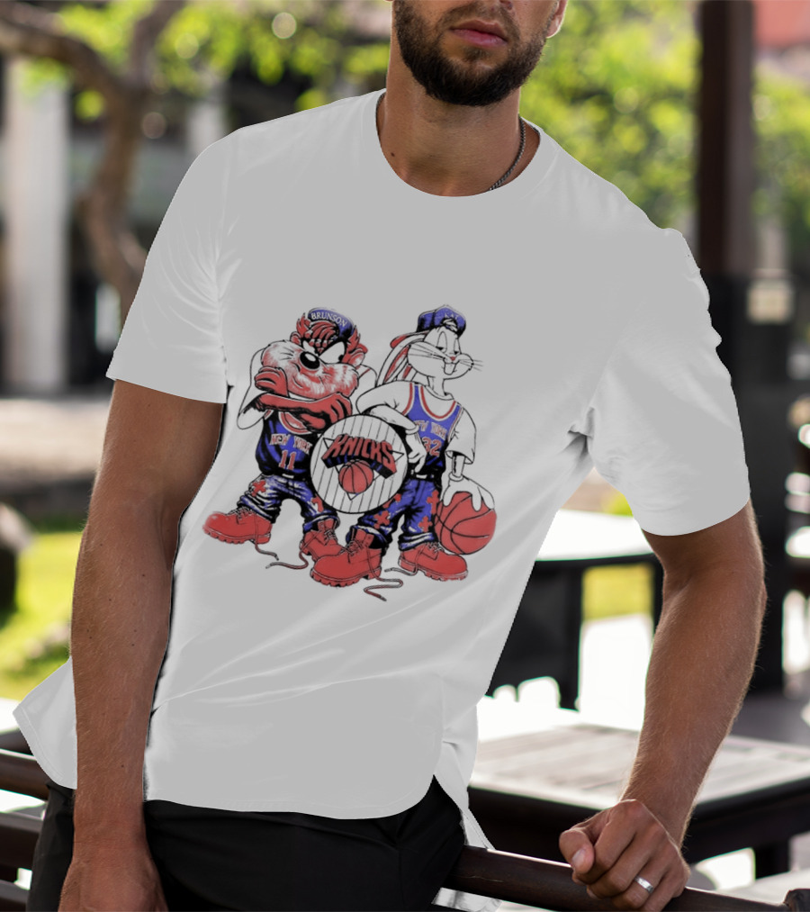 Officila Looney Tunes Bugs Bunny Taz Knicks NYK Basketball T-Shirt