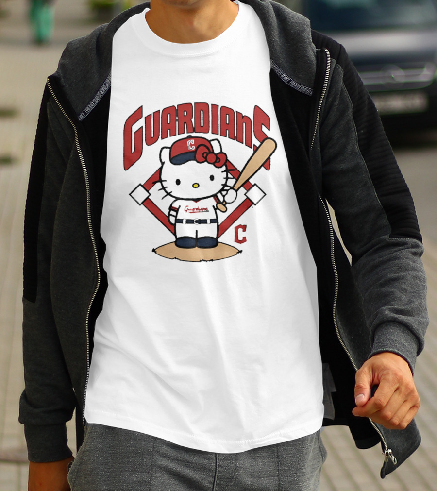 Hello Kitty Cleveland Guardians MLB 2026 Cartoon Collaboration T-Shirt
