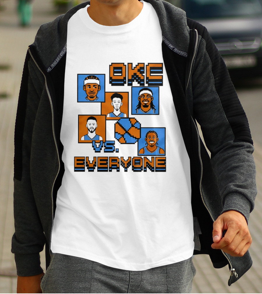 Oklahoma City Thunder OKC Vs Everyone 8 Bit Basketball Pixel Art Characters T-Shirt
