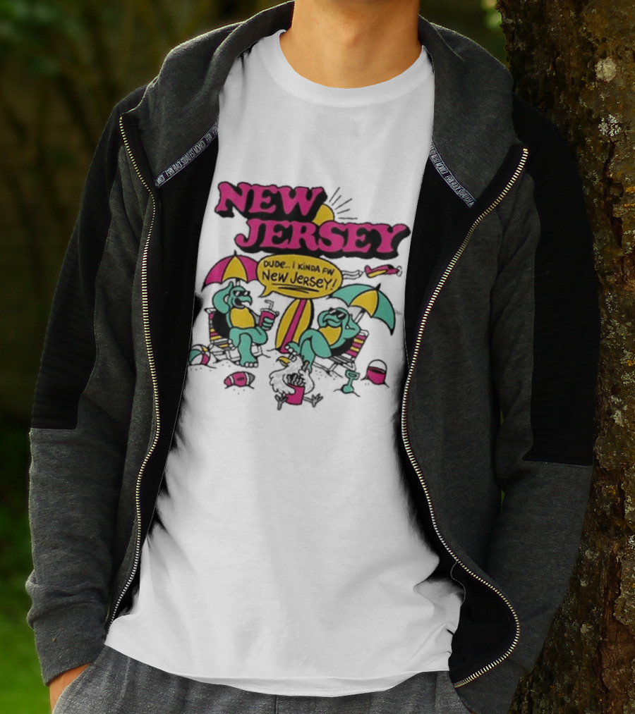 New Jersey 2026 Vibe Cartoon Relaxing Beach Chill Fun T-Shirt