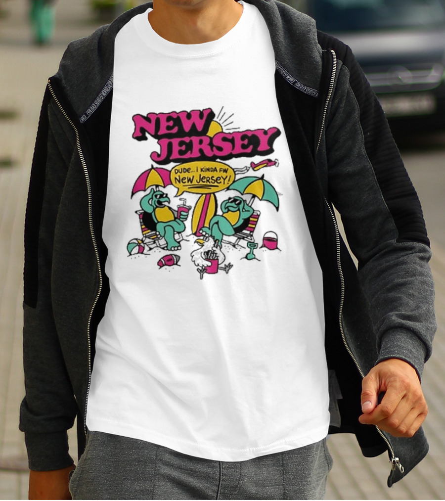 New Jersey 2026 Vibe Cartoon Relaxing Beach Chill Fun T-Shirt
