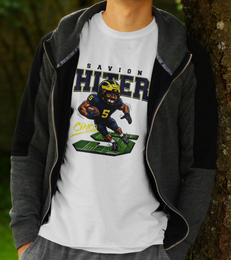 Savion Hiter Michigan Football Cinco 5 Mascot Caricature T-Shirt