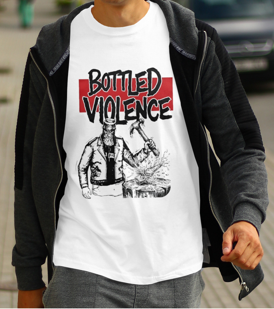 Bottled Violence Character With Hammer And Red T-Shirt