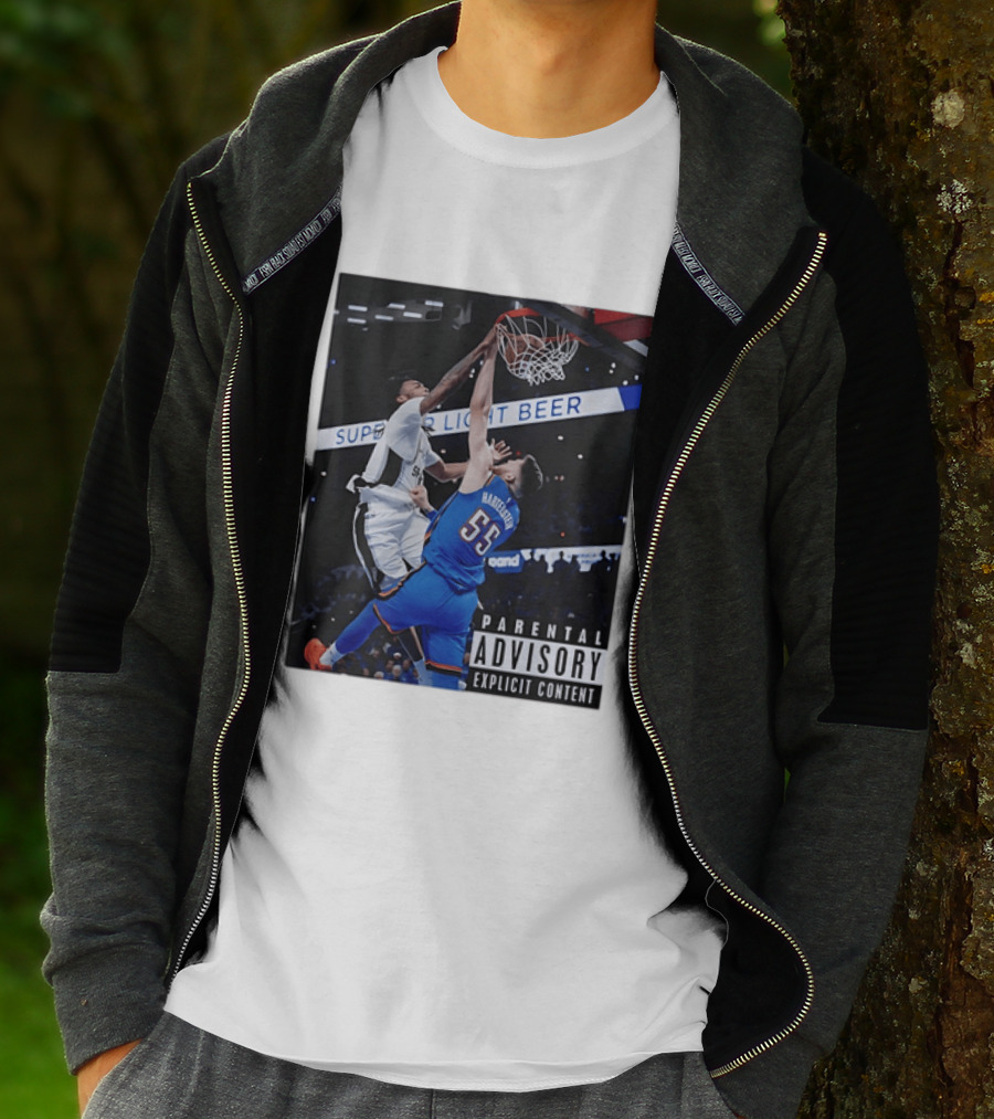 Parental Advisory Explicit Content Dunk Contest New York Knicks Mitchell Robinson Basketball Photo T-Shirt