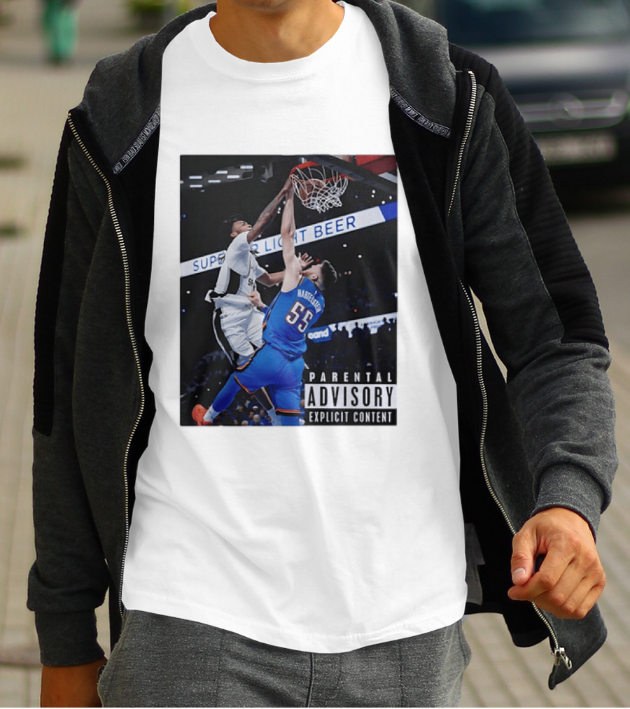 Parental Advisory Explicit Content Dunk Contest New York Knicks Mitchell Robinson Basketball Photo T-Shirt