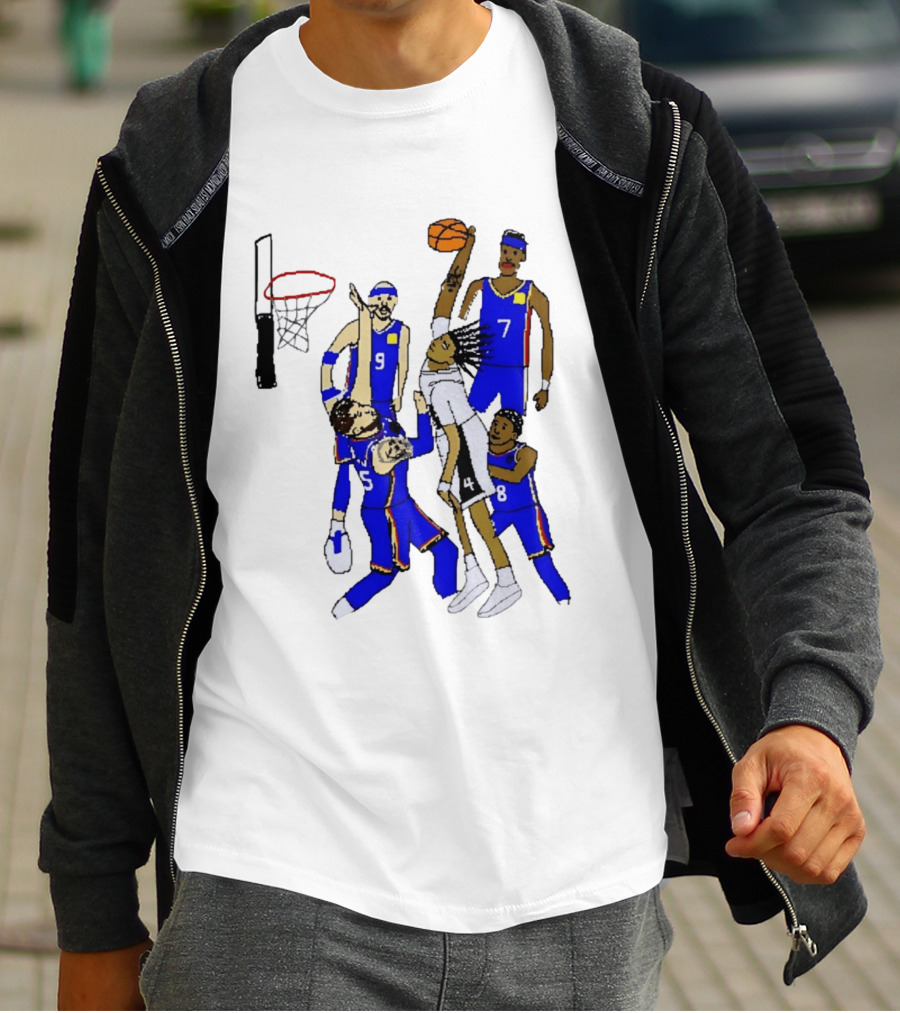 Stephon Castle Dunk Basketball Blue Team Number 4 Drawing T-Shirt