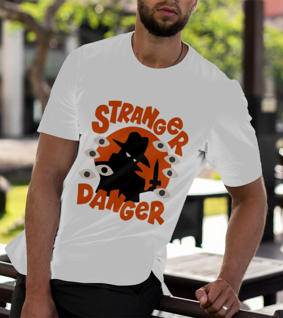 Stranger Danger Mysterious Figure Holding Knife Surrounded By Ing Eyes T-Shirt