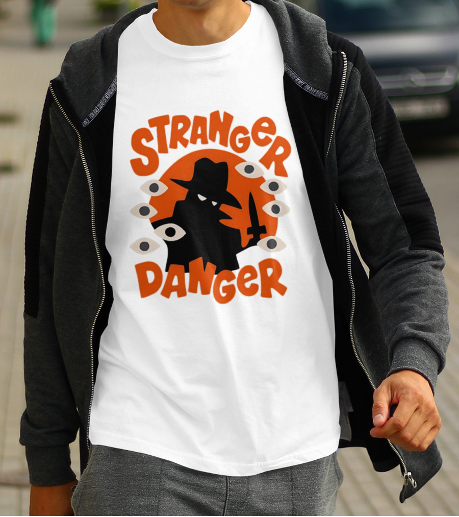 Stranger Danger Mysterious Figure Holding Knife Surrounded By Ing Eyes T-Shirt