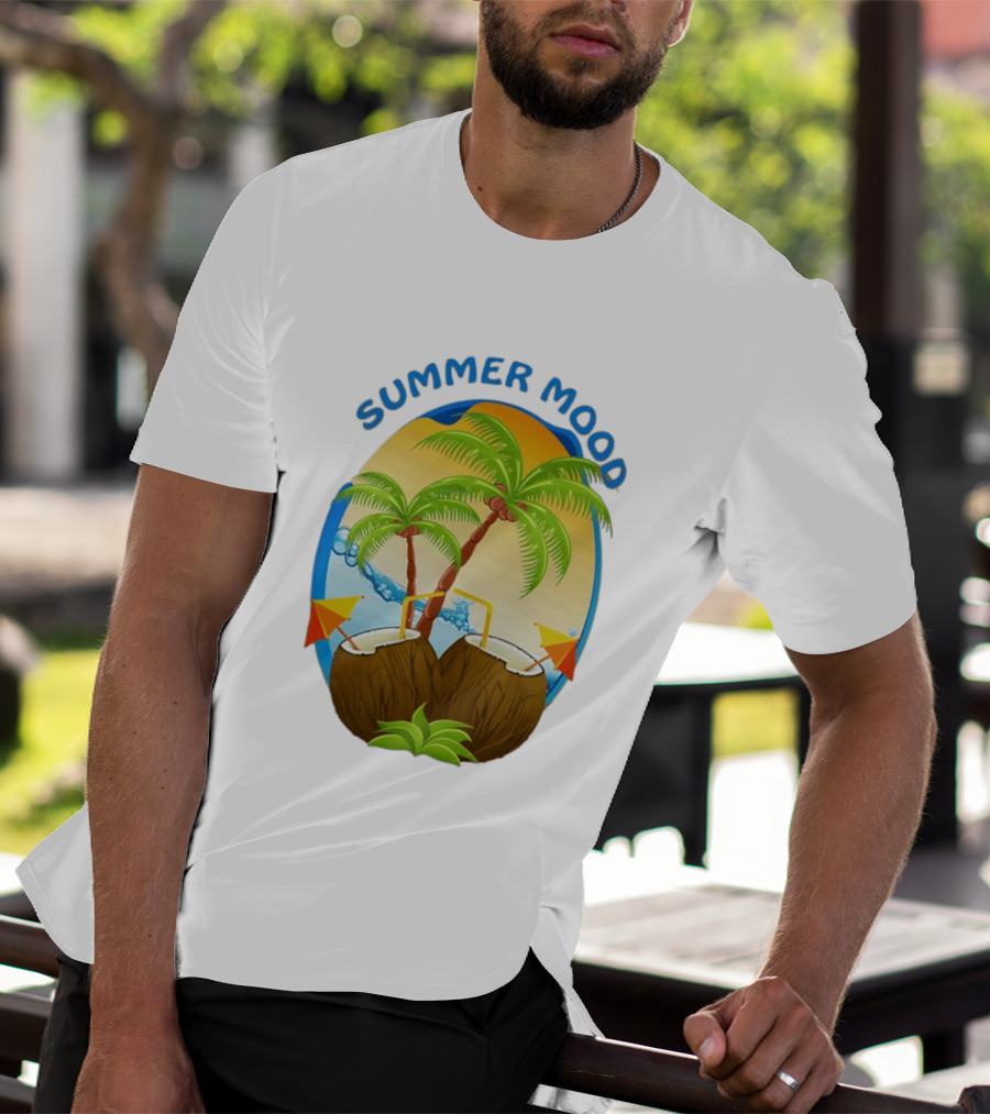 Summer Mood Tropical Palm And Coconut Drink Fiesta T-Shirt