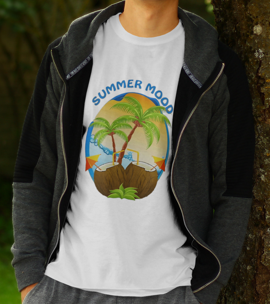 Summer Mood Tropical Palm And Coconut Drink Fiesta T-Shirt