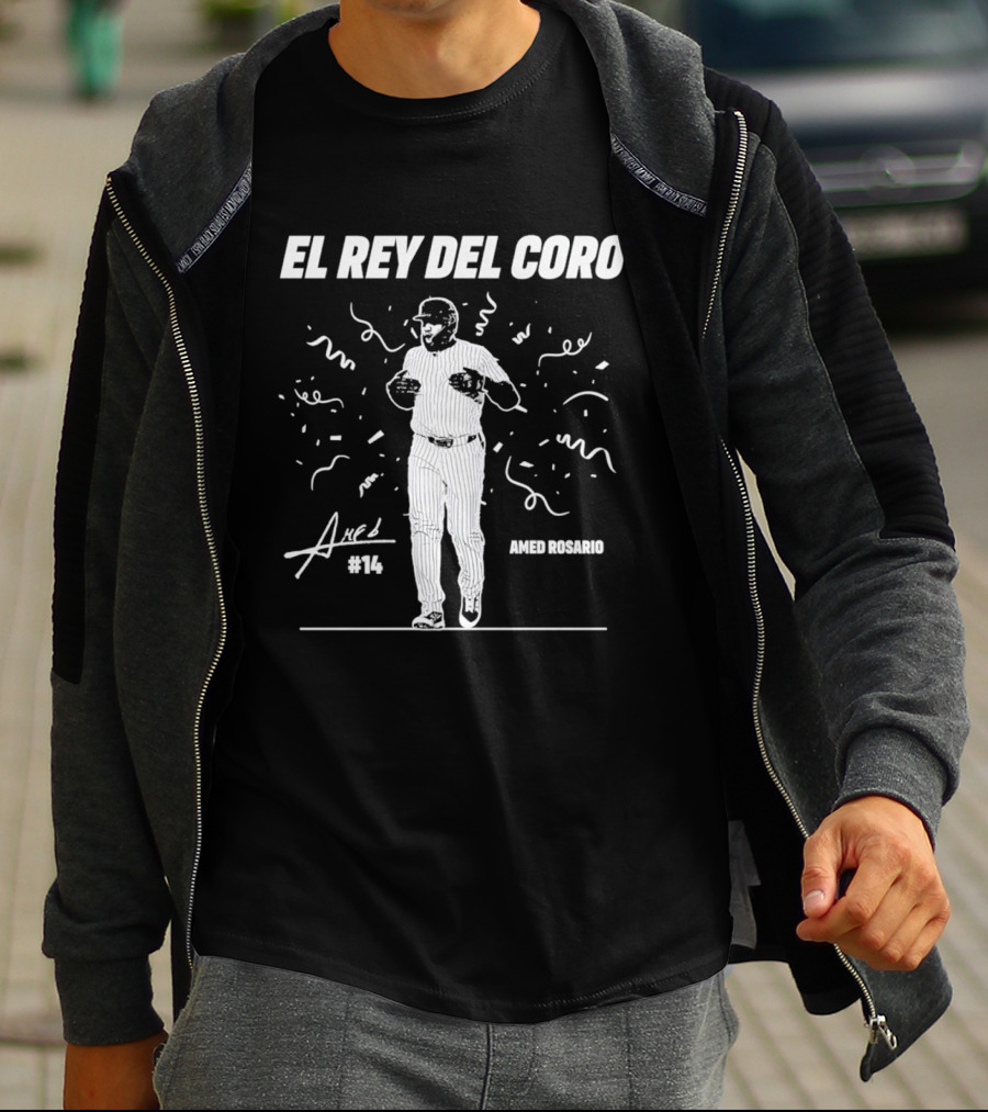 El Rey Del Coro Amed Rosario #14 Yankees Celebration T-Shirt