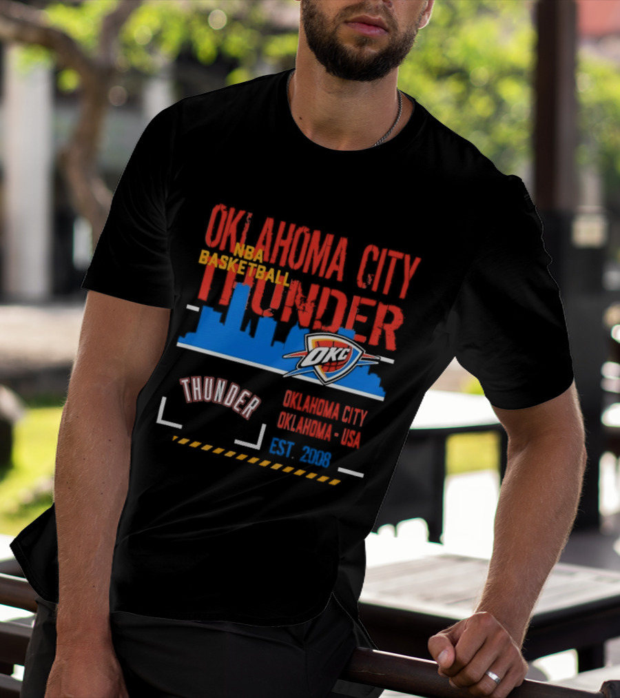 Oklahoma City Thunder NBA Basketball Skyline OKC Est 2008 T-Shirt