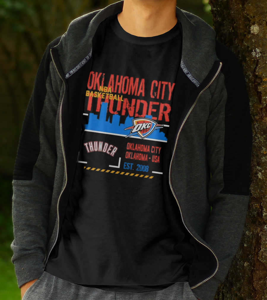 Oklahoma City Thunder NBA Basketball Skyline OKC Est 2008 T-Shirt