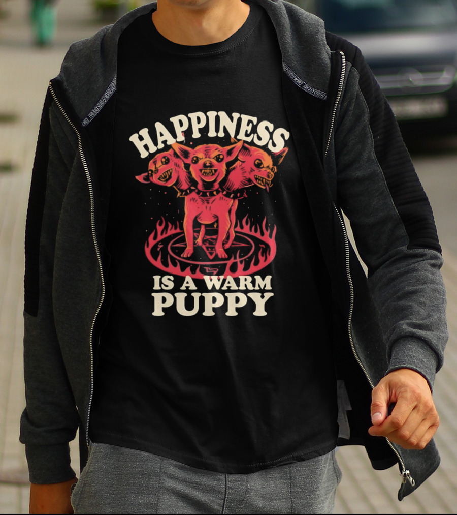 Happiness Is A Warm Three Headed Puppy Cerberus Greek Mythology T-Shirt