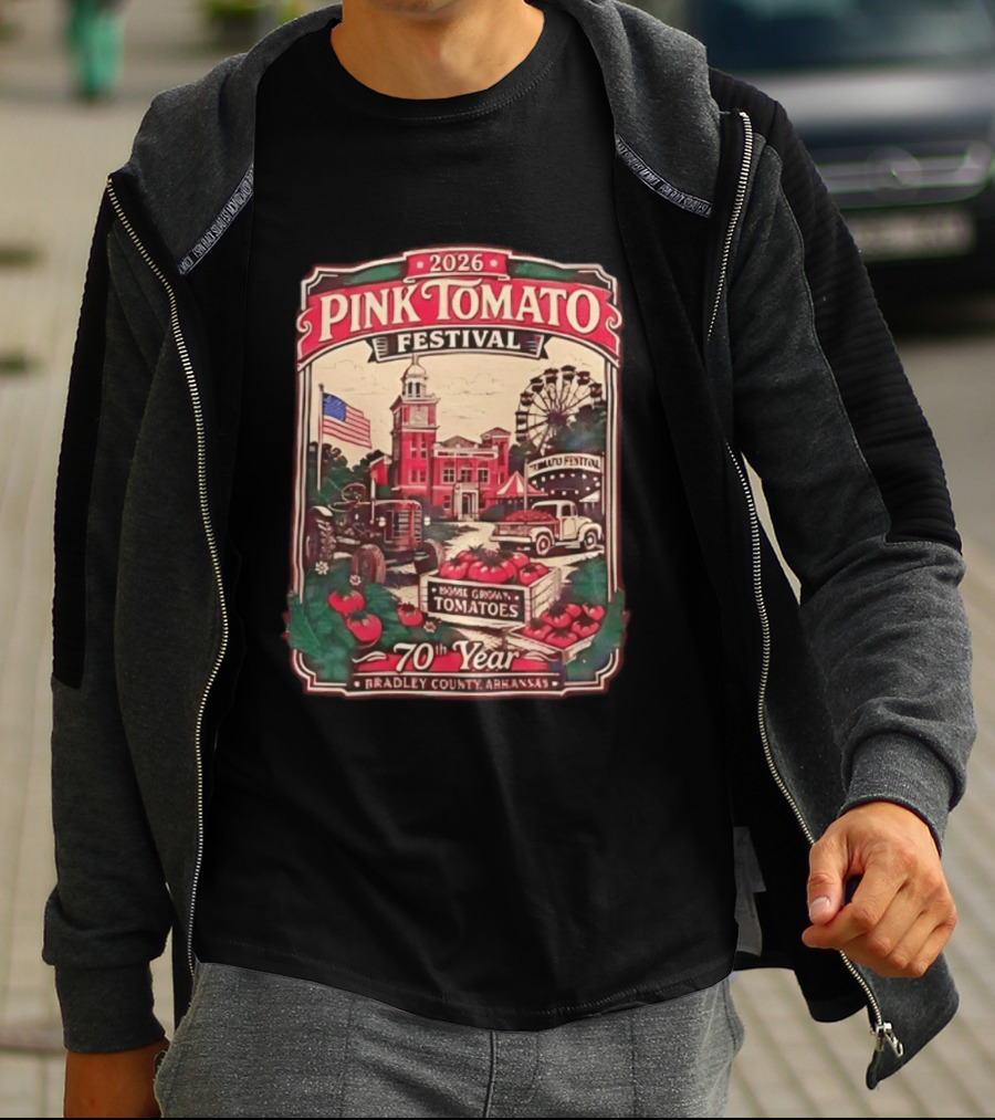 2026 Pink Tomato Festival 70th Year Warren Arkansas Bradley County Home Grown Tomatoes T-Shirt