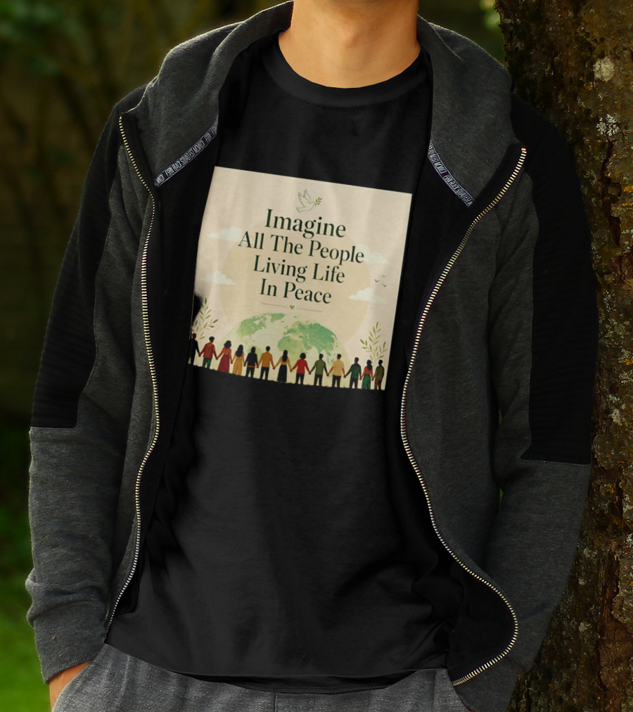 Imagine All The People Living Life In Peace Dove Earth Unity T-Shirt