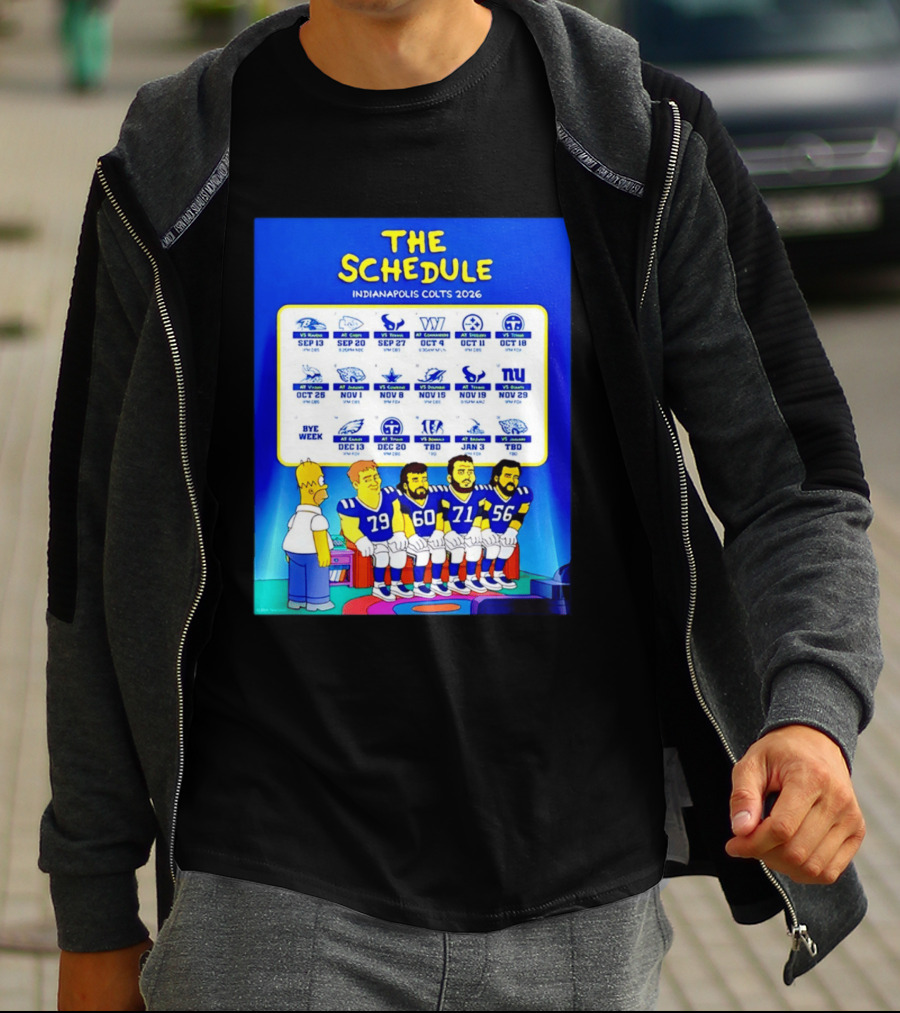 The Schedule Indianapolis Colts 2026 Simpsons Characters NFL Teams Matchups T-Shirt
