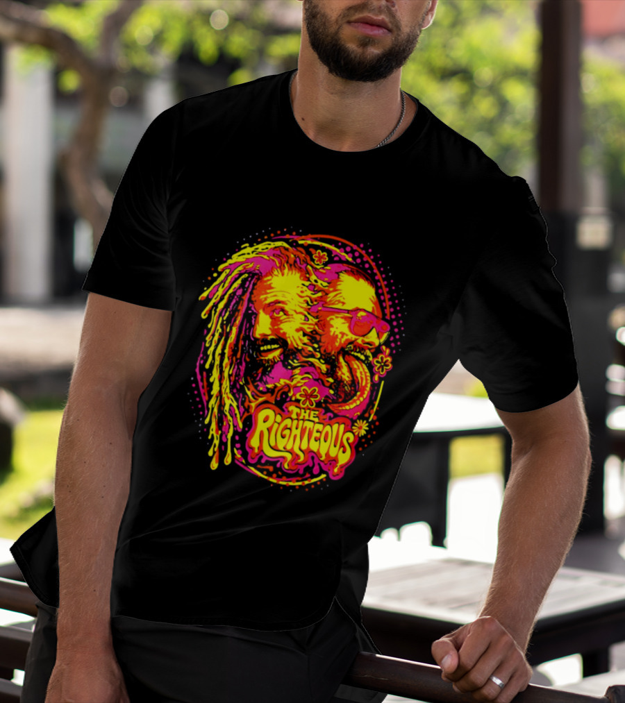 TNA Wrestling The Righteous Psychedelic Tie Dye Art With Sunglasses And Flowers T-Shirt