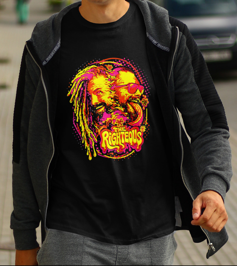 TNA Wrestling The Righteous Psychedelic Tie Dye Art With Sunglasses And Flowers T-Shirt