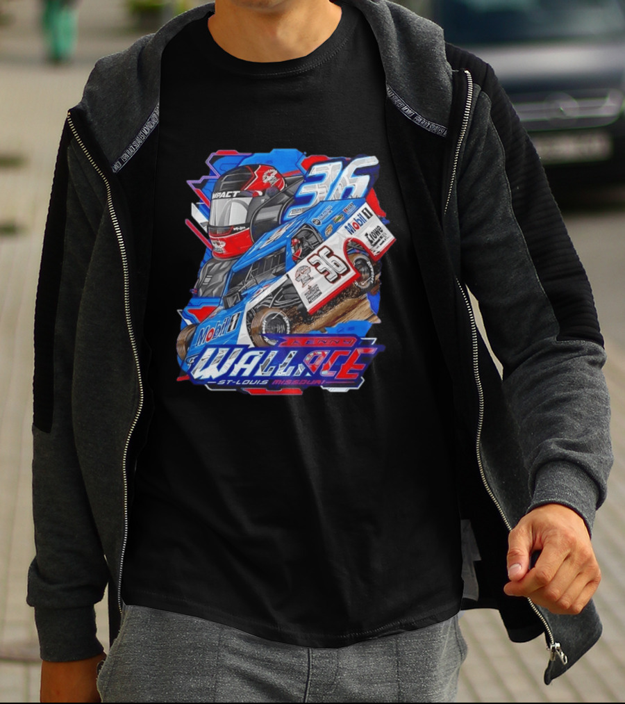 Kenny Wallace 36 Mobil 1 Racing St Louis Missouri Dirt Track T-Shirt