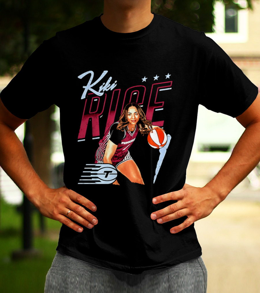 Kiki Rice Toronto Tempo Player Three Stars Basketball Pose T-Shirt