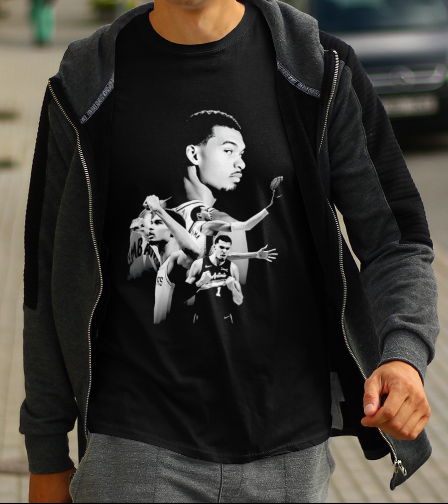 Victor Wembanyama San Antonio Spurs Player Collage 2026 Dunk Action T-Shirt
