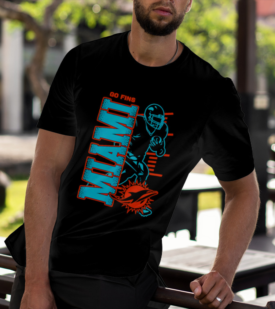 Miami Dolphins Go Fins Football Player T-Shirt