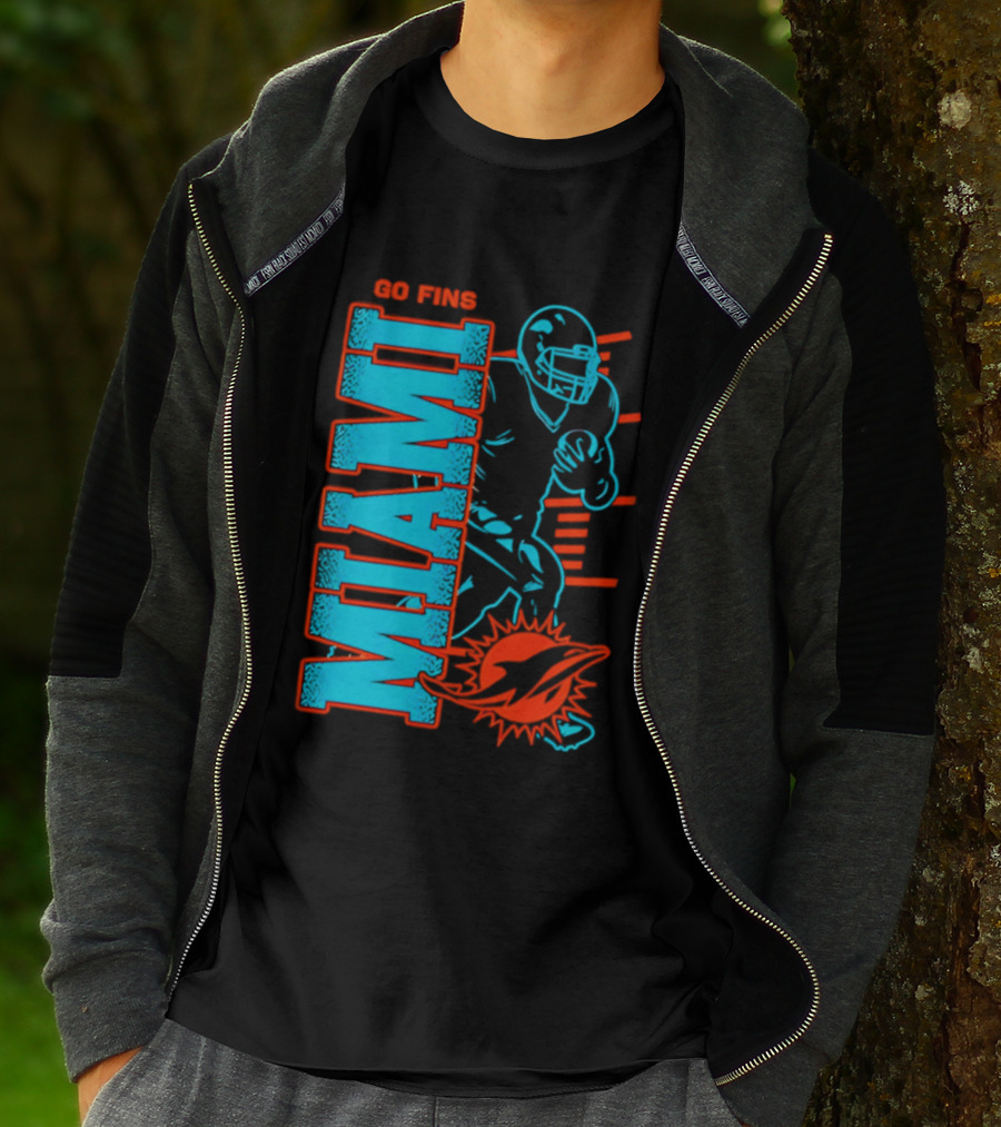 Miami Dolphins Go Fins Football Player T-Shirt