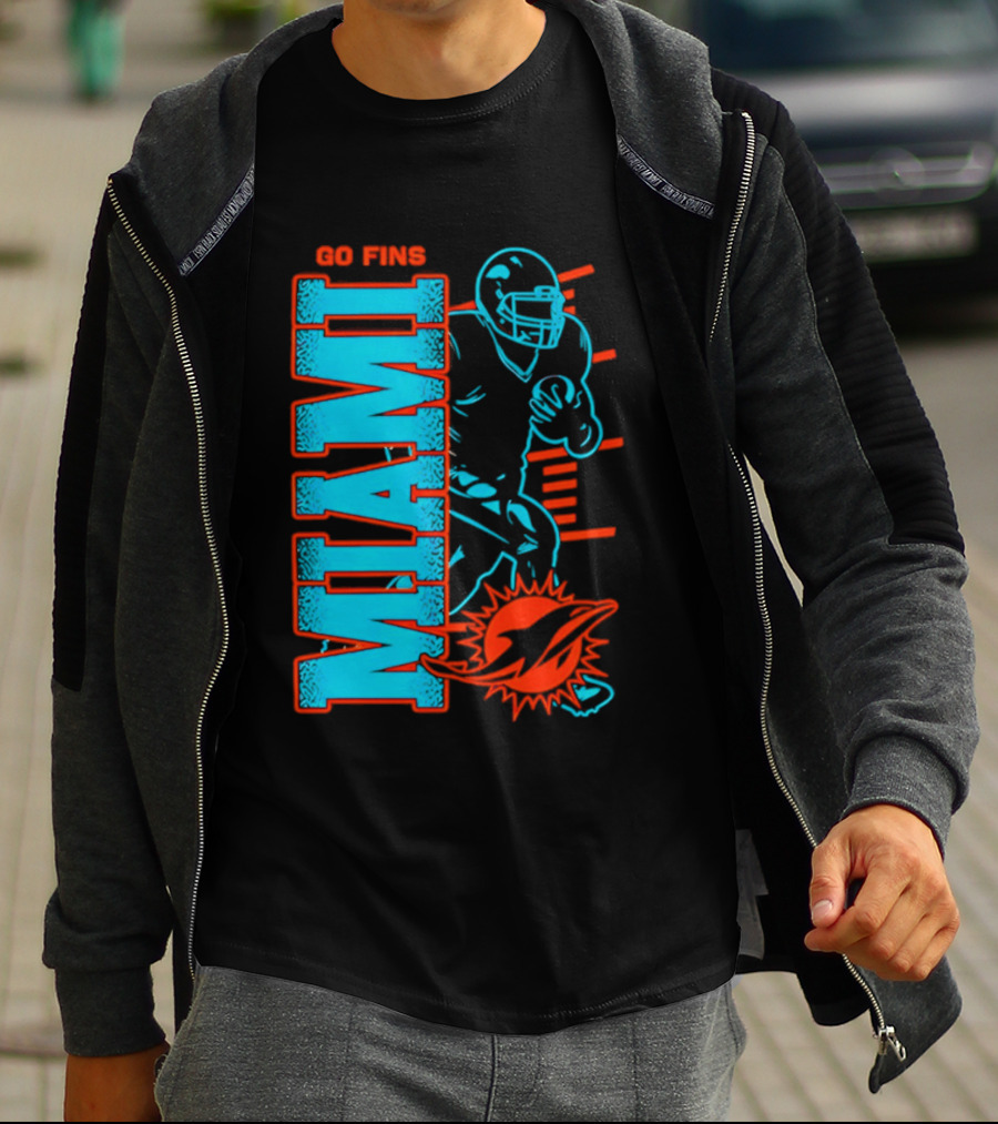 Miami Dolphins Go Fins Football Player T-Shirt