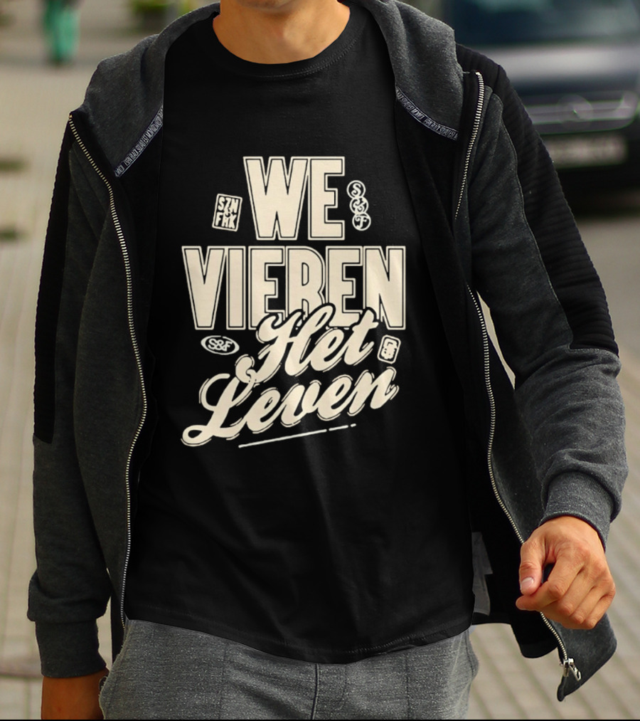 We Vieren Het Leven Tekst Stijl Met Bubbels En Sterren T-Shirt