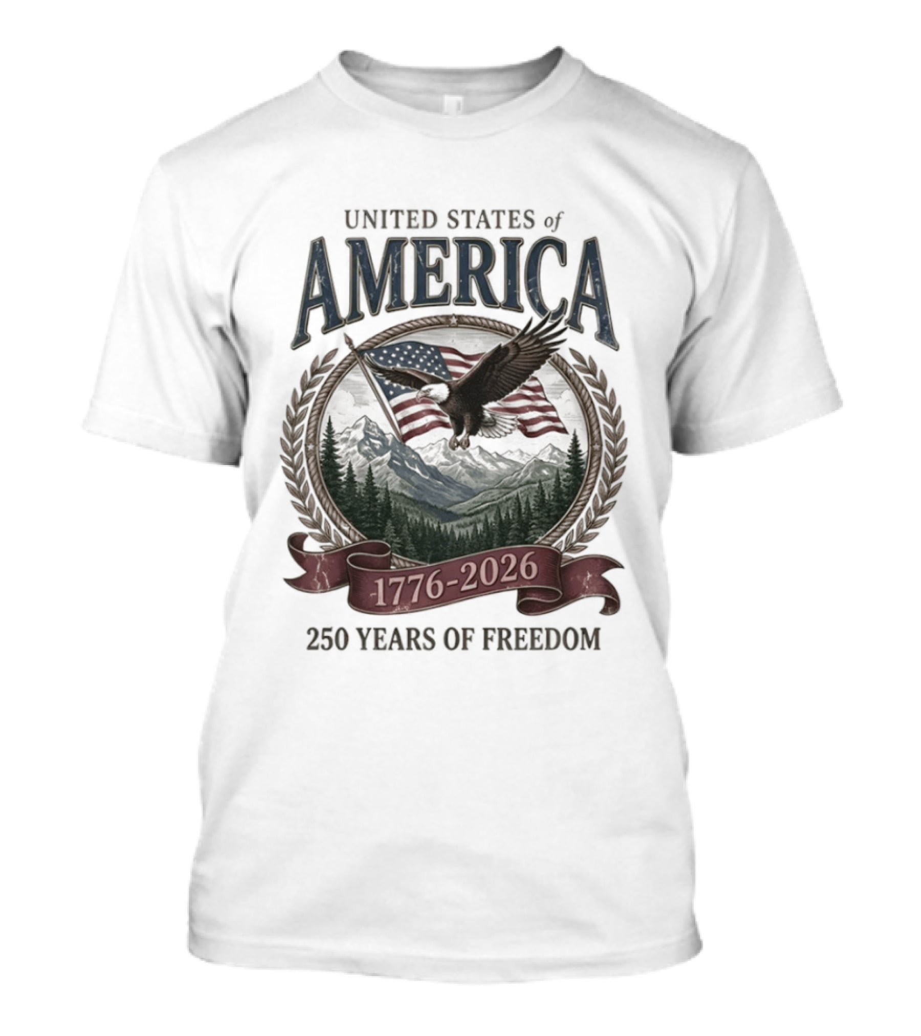 United States Of America 1776 2026 250 Years Of Freedom Eagle And Flag T-Shirt