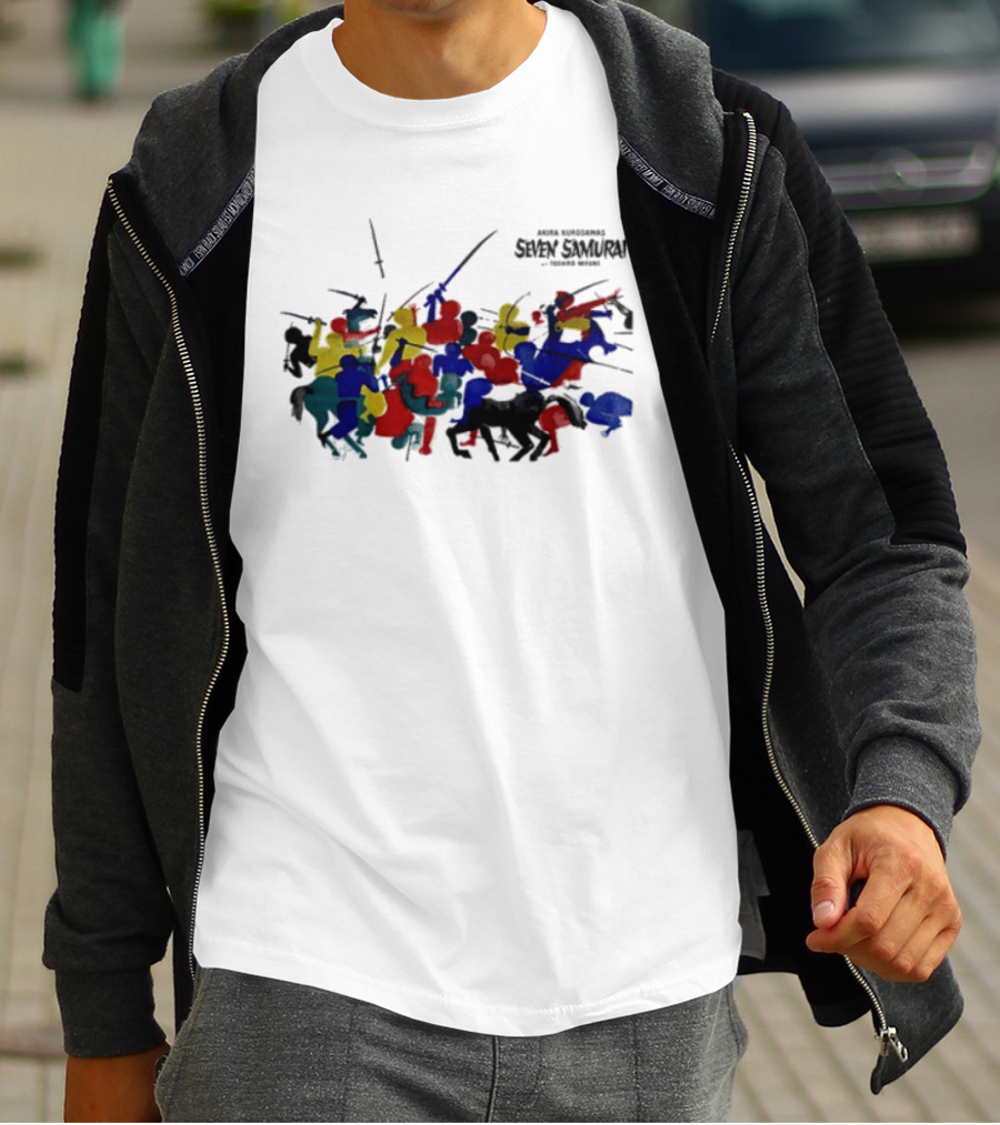 Andafterthat Akira Kurosawa Seven Samurai Painted Battle Scene T-Shirt