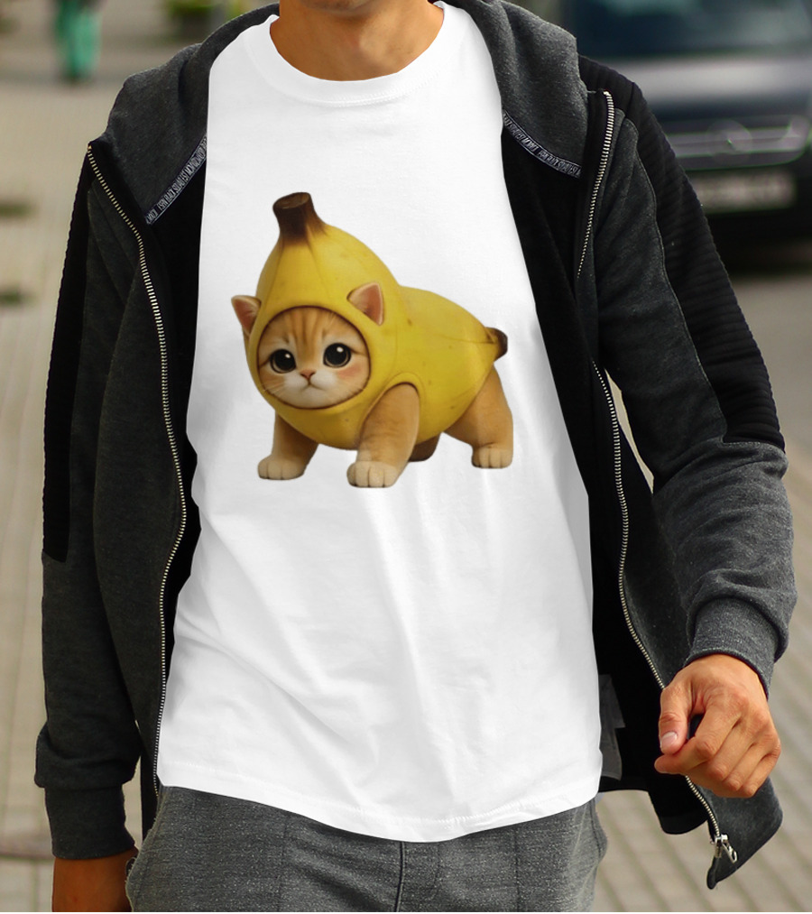Banana Kitty Cute Cat In Fruit Costume T-Shirt