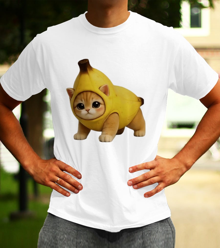 Banana Kitty Cute Cat In Fruit Costume T-Shirt