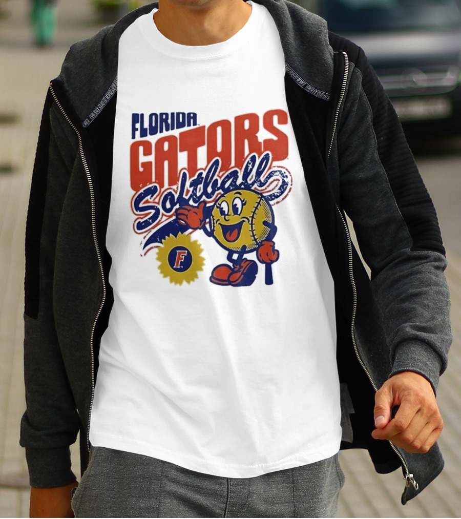 Florida Gators Softball Sunflower Vintage Cartoon Baseball T-Shirt