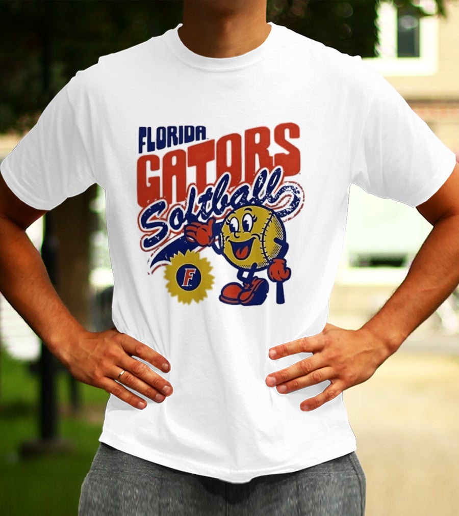 Florida Gators Softball Sunflower Vintage Cartoon Baseball T-Shirt