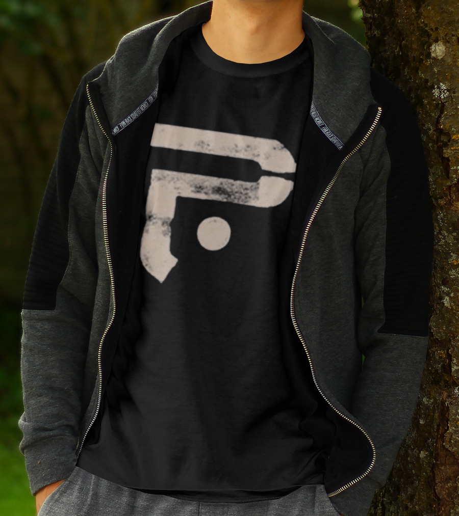 A Pale White Dot Abstract Symbol With Textured Circular Motif T-Shirt