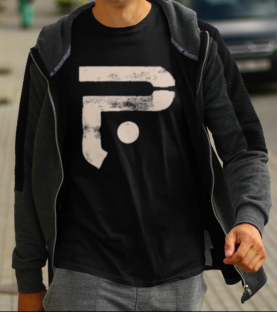 A Pale White Dot Abstract Symbol With Textured Circular Motif T-Shirt