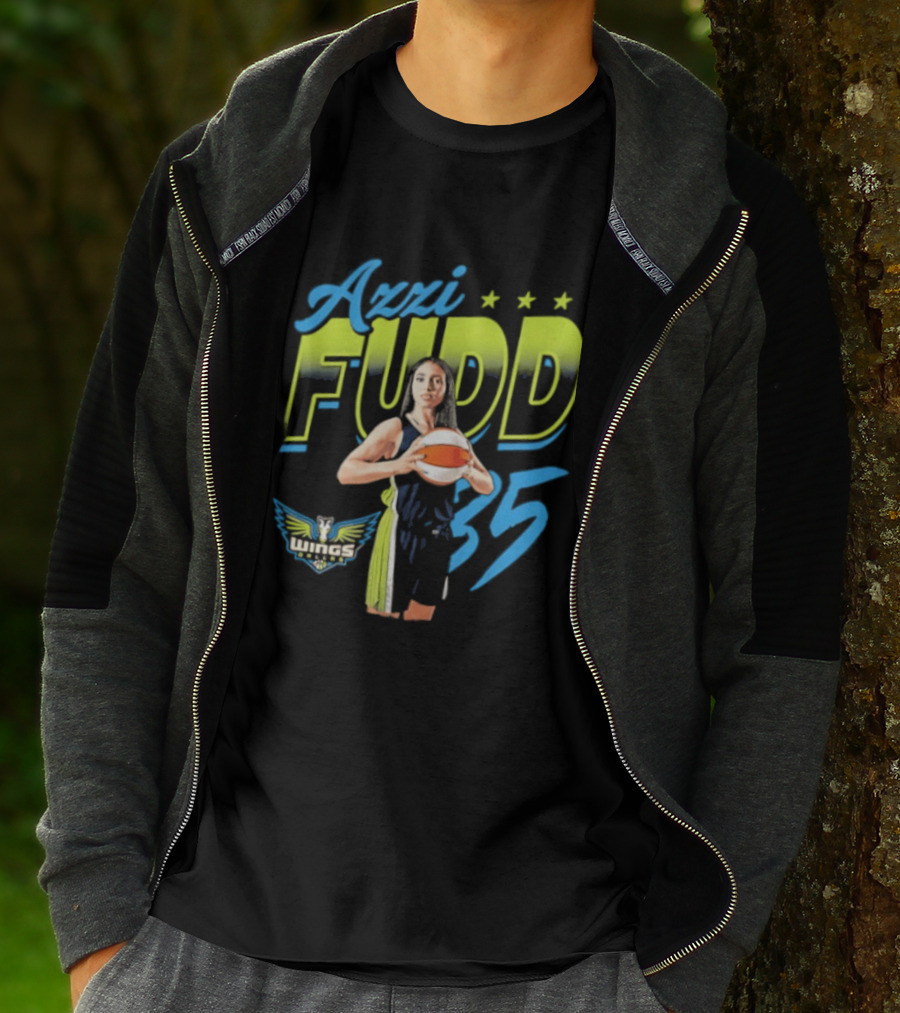 Azzi Fudd 35 Dallas Wings WNBA Player Pose With Stars And Wings T-Shirt