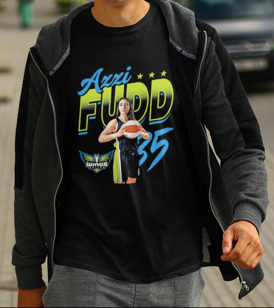 Azzi Fudd 35 Dallas Wings WNBA Player Pose With Stars And Wings T-Shirt