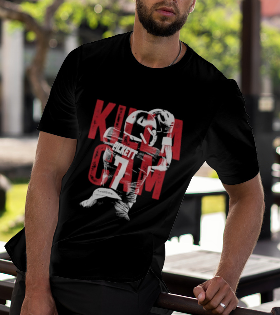 Killa Cam Pickett Kansas Jayhawks 7 Bitmap Overlay T-Shirt