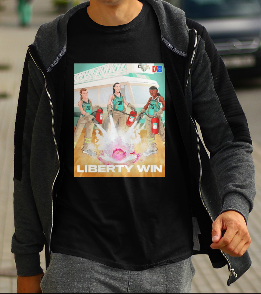 Liberty Win New York Liberty Extinguish Portland Fire Opening Night WNBA T-Shirt