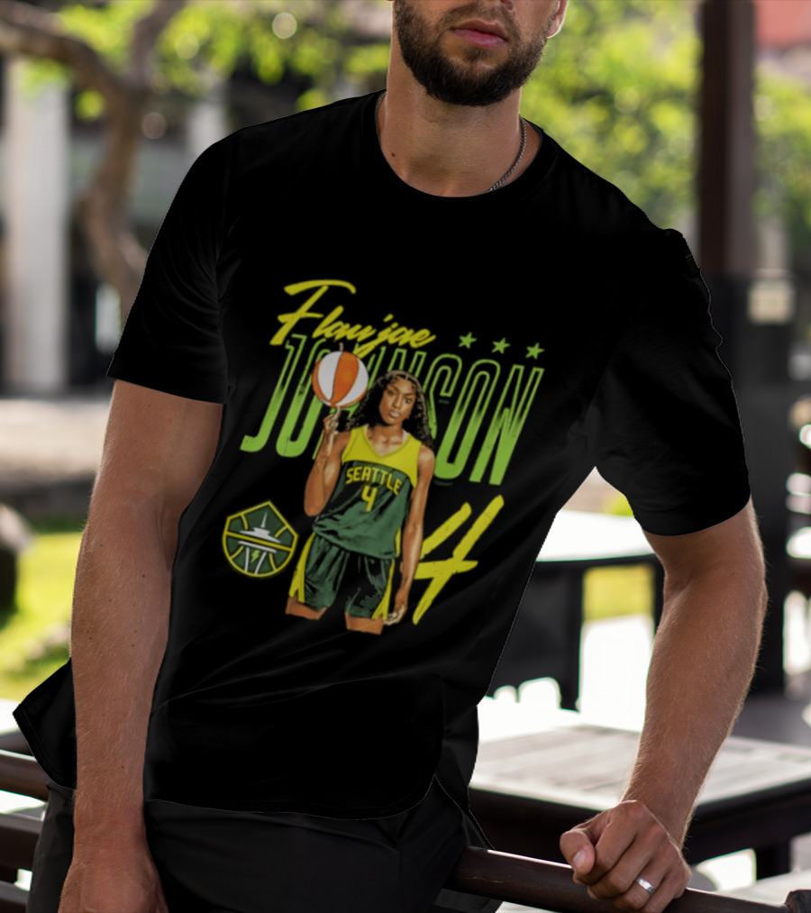 Flau'jae Johnson 4 Seattle Storm Basketball Star Pose T-Shirt
